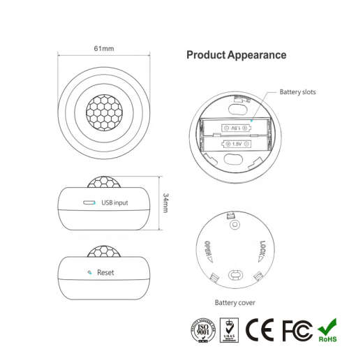 WIFI Control Smart Life Tuya Wireless PIR Motion Sensor