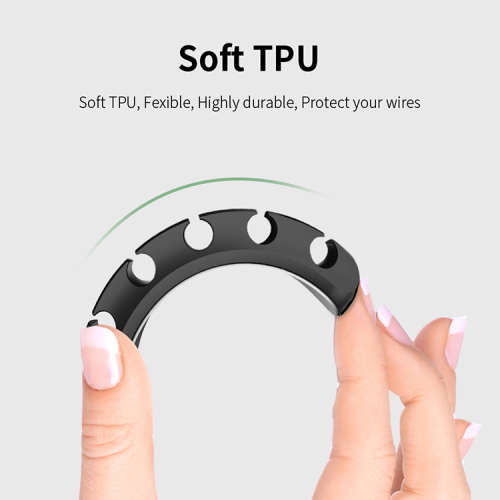 Silicone Cable Organizer Clip with 3m tape for Cable Management - Black (5 Slot)