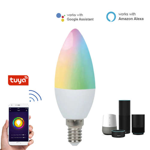 WIFI Control Smart Life Tuya RGB CCT 4W E14 LED Candle Bulb