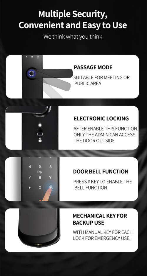 WIFI Control Smart Life Tuya Digital Smart Door Handle Lock (Black)