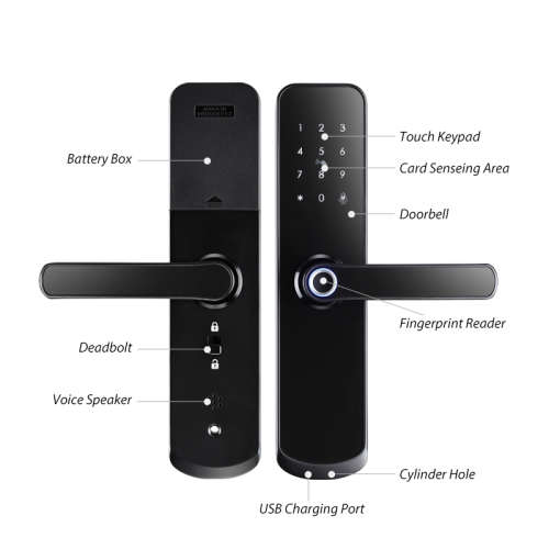 WIFI Control Smart Life Tuya Digital Smart Door Handle Lock (Black)