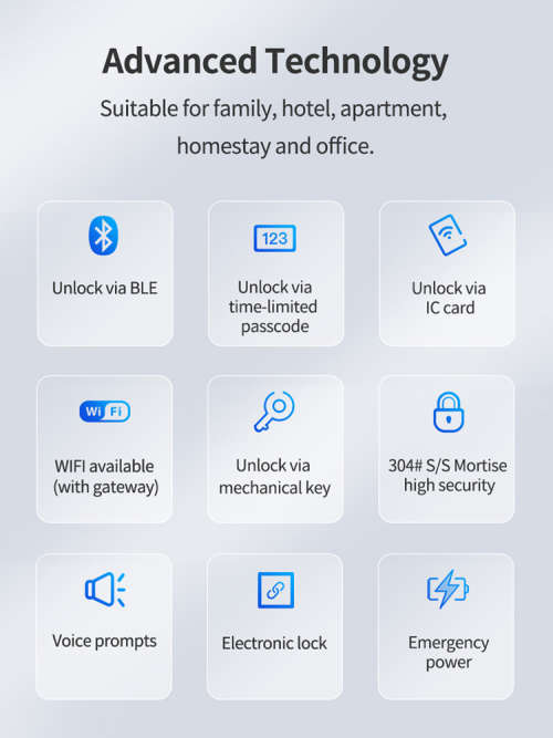 WIFI Control Smart Life Tuya Digital Smart Door Handle Lock (Black)
