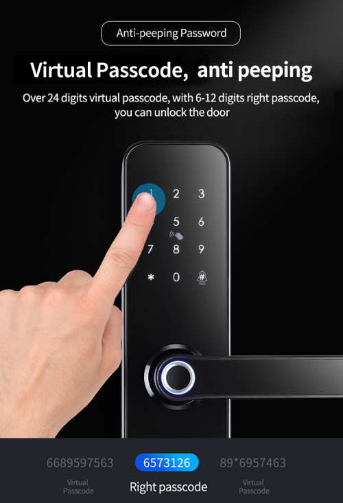 WIFI Control Smart Life Tuya Digital Smart Door Handle Lock (Black)