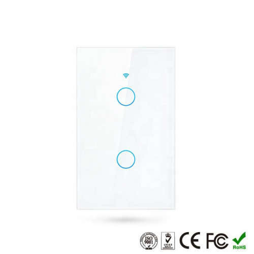 WIFI Control Smart Life Tuya 2CH US LED Neutral or No Neutral Smart Switch with RF433Mhz (White)