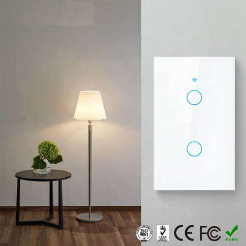 WIFI Control Smart Life Tuya 2CH US LED Neutral or No Neutral Smart Switch with RF433Mhz (White)