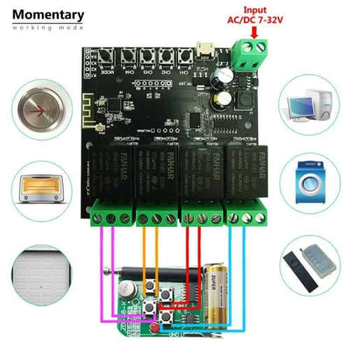 WIFI Control Smart Life Tuya 4CH Door Opener Relay Module