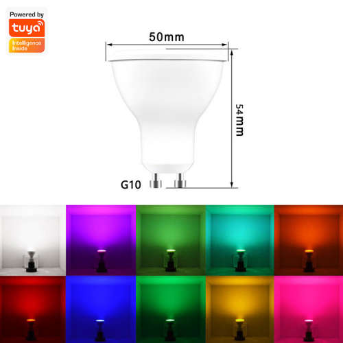 WIFI Control Smart Life Tuya RGB CCT 5W GU10 LED Downlight Bulb
