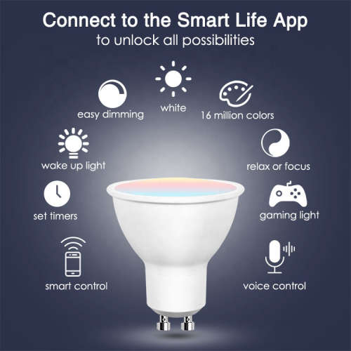 WIFI Control Smart Life Tuya RGB CCT 5W GU10 LED Downlight Bulb