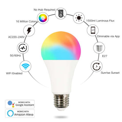 WIFI Control Smart Life Tuya RGB CCT 9W E27 LED Bulb