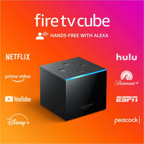 Fire TV Cube, Hands-free streaming with Alexa, 4K Ultra HD includes latest Alexa Voice Remote 2021