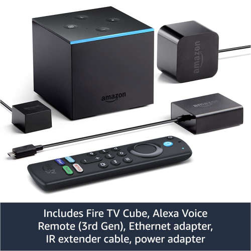 Fire TV Cube, Hands-free streaming with Alexa, 4K Ultra HD includes latest Alexa Voice Remote 2021