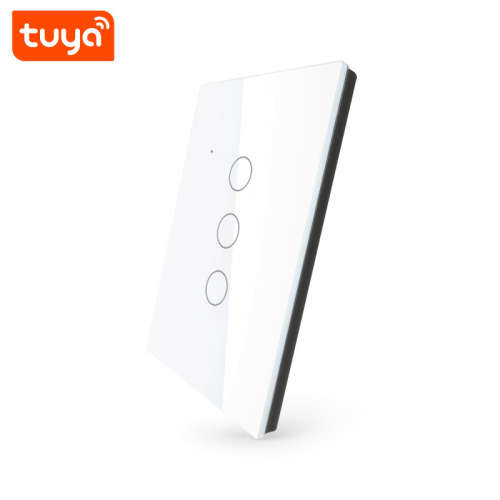 WIFI Control Smart Life Tuya 3CH US LED Neutral or No Neutral Smart Switch with RF433Mhz (White)