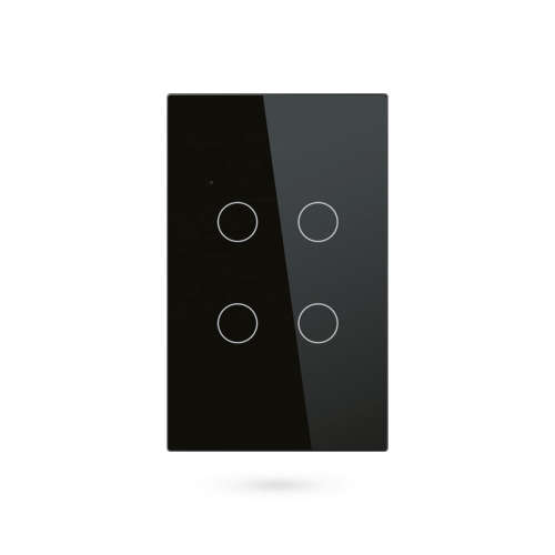 WIFI Control Smart Life Tuya 4CH US LED Neutral or No Neutral Smart Switch with RF433Mhz (Black)