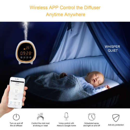 WIFI Control Smart Life Tuya Aroma Diffuser Temperature Weather Clock