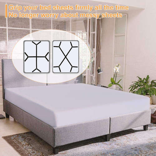 Bed Sheet Holder Straps,Fasteners Suspenders Adjustable Grippers Clip, 2pcs/Set Black