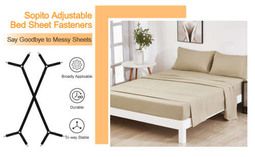 Bed Sheet Holder Straps,Fasteners Suspenders Adjustable Grippers Clip, 2pcs/Set Black