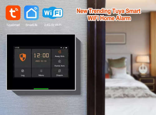 WIFI Control Smart Life Tuya H502 4G LTE Touch Screen Alarm System (Black)