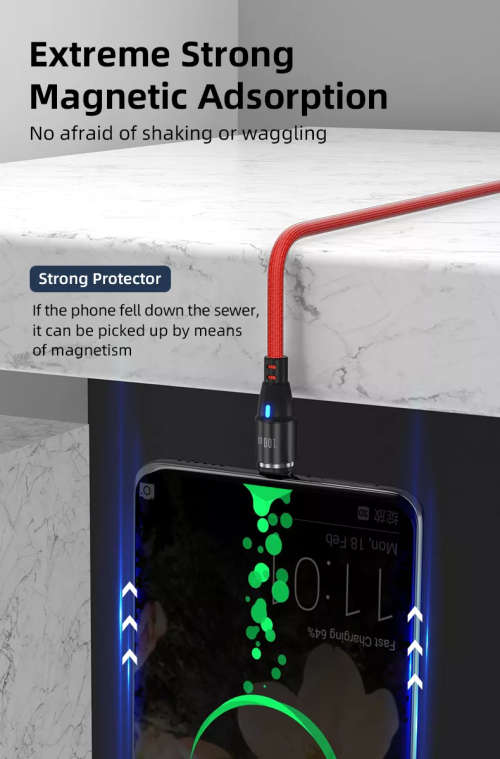 6 in 1 Magnetic Cable Data Fast Charging PD100W 1.8m Micro, USB C, IOS Nylon Braided (Red)