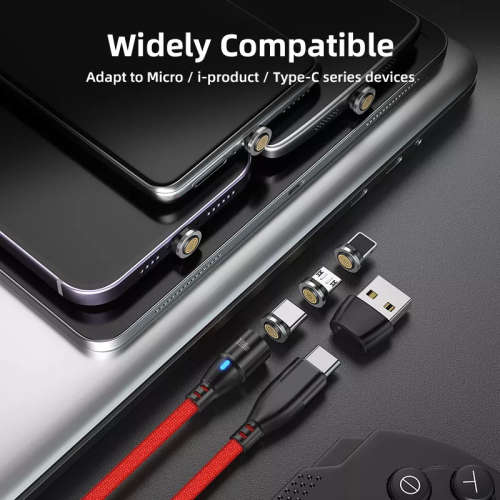 6 in 1 Magnetic Cable Data Fast Charging PD100W 1.8m Micro, USB C, IOS Nylon Braided (Red)