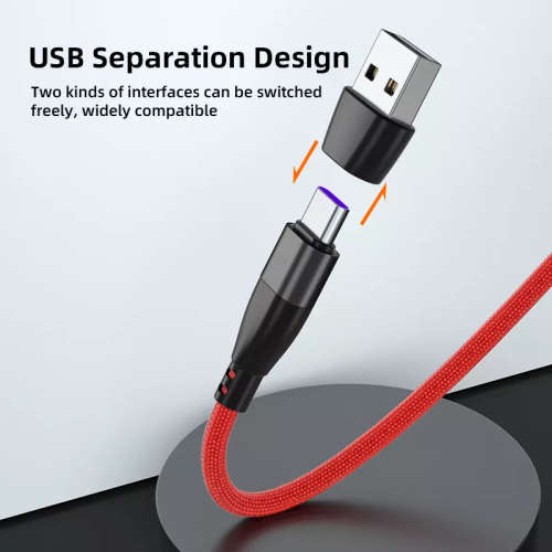 6 in 1 Magnetic Cable Data Fast Charging PD100W 1.8m Micro, USB C, IOS Nylon Braided (Red)