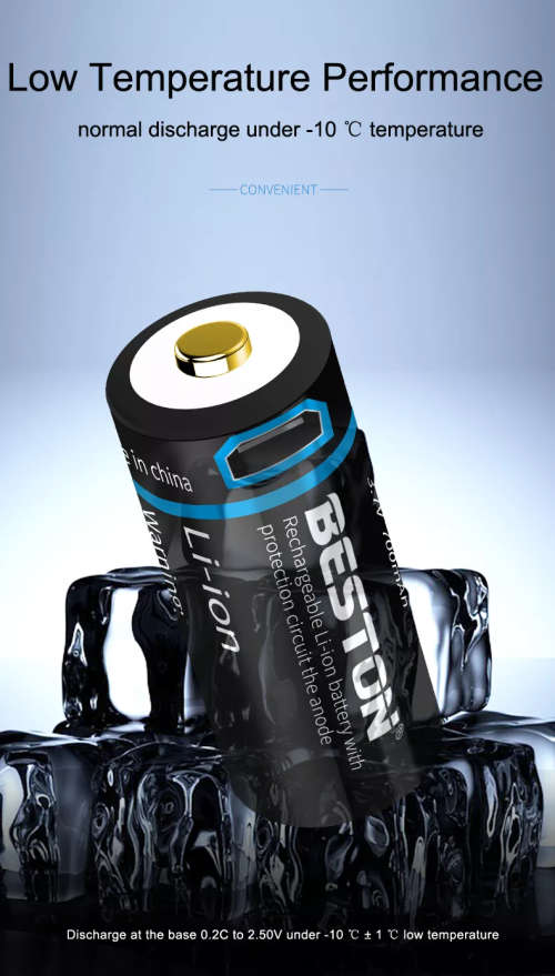 BESTON CR123A Micro USB Rechargeable Lithium Battery | 16340 | 3.7V | 700mAh | 2 Pack