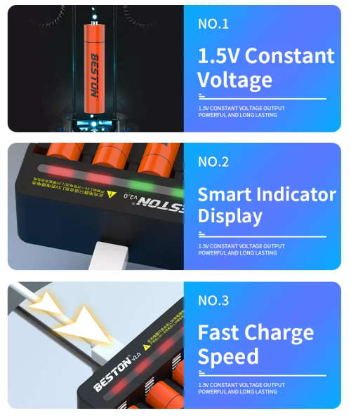 BESTON AAA Rechargeable Lithium Battery | 10380 | 1.5V | 800mAh | 4 Pack