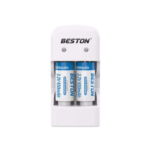 BESTON CR123A Rechargeable Lithium Battery | 16340 | 3.2V | 650mAh | 2 Pack with Battery Charger