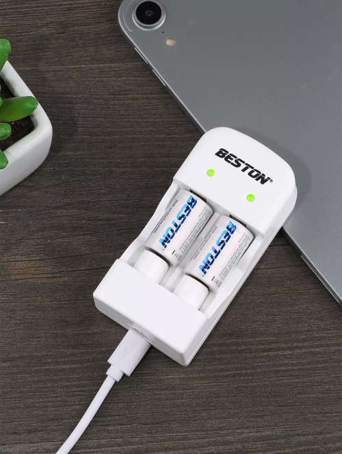 BESTON CR2 Rechargeable Lithium Battery | 15270 | 3V | 300mAh | 2 Pack with Battery Charger
