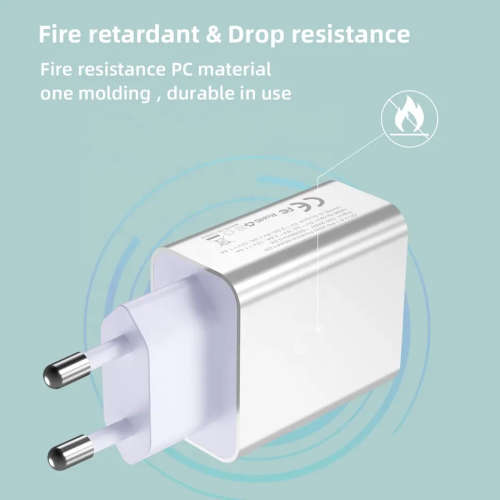 2 Port Fast charging 1 USB A 3A and 1 USB C PD20W Wall charger (White)