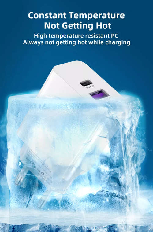 2 Port Fast charging 1 USB A 3A and 1 USB C PD20W Wall charger (White)