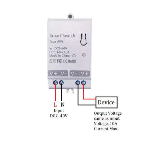 Smart Life Tuya WIFI 1CH DC8-40V 12V 24V 10A Max Active Switch Relay