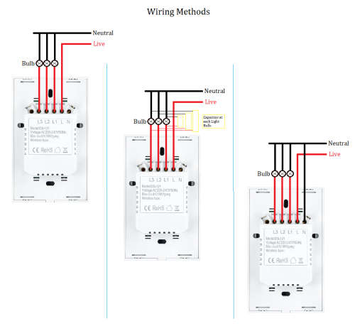 Smart Life Tuya Zigbee 3CH US LED Neutral or No Neutral Smart Switch (White)