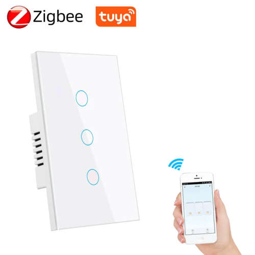 Smart Life Tuya Zigbee 3CH US LED Neutral or No Neutral Smart Switch (White)