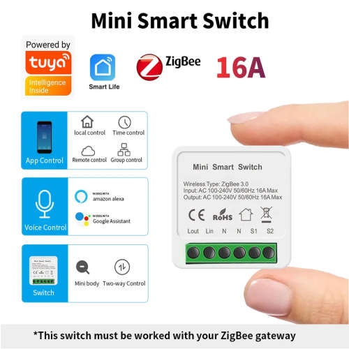 Smart Life Tuya Zigbee 1CH 16A 3500W Mini Switch Circuit Breaker