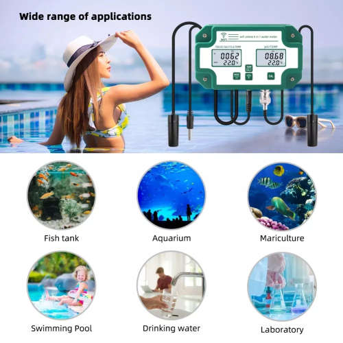 WIFI Control Smart Life Tuya Water Quality Detector 6 IN 1 TDS/EC/PH/Salinity/G.S/Temperature Tester