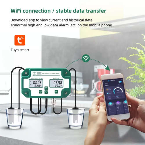 WIFI Control Smart Life Tuya Water Quality Detector 6 IN 1 TDS/EC/PH/Salinity/G.S/Temperature Tester
