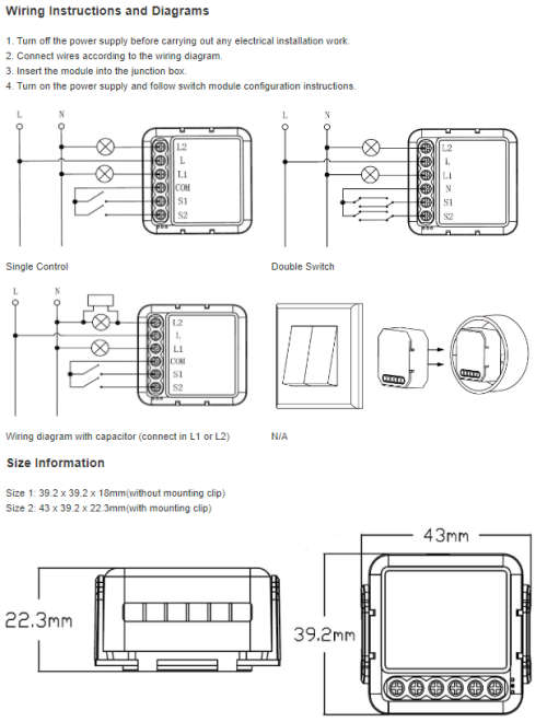 Smart Life Tuya Zigbee 2CH 10-100W LED Light No Neutral Mini Switch Circuit Breaker