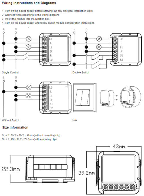 Smart Life Tuya Zigbee 2CH 100W LED Light Dimmer Mini Switch Circuit Breaker