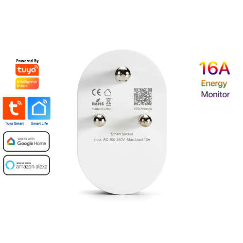 Smart Life Tuya WIFI 1CH 16A 3500W 3 Pin or 2 Pin Plug Switch Circuit Breaker with Power Monitoring