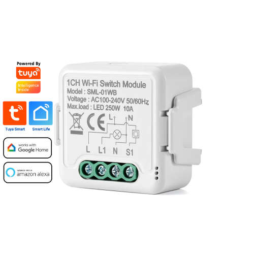 Smart Life Tuya WIFI 1CH 250W LED Light / 10A 2200W Appliance Neutral Mini Switch Circuit Breaker