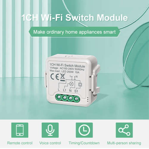 Smart Life Tuya WIFI 1CH 250W LED Light / 10A 2200W Appliance Neutral Mini Switch Circuit Breaker