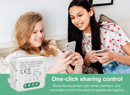 Smart Life Tuya WIFI 1CH 250W LED Light / 10A 2200W Appliance Neutral Mini Switch Circuit Breaker