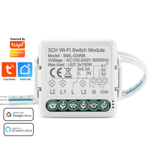 Smart Life Tuya WIFI 3CH 150W LED Light / 3.3A 700W Appliance Neutral Mini Switch Circuit Breaker