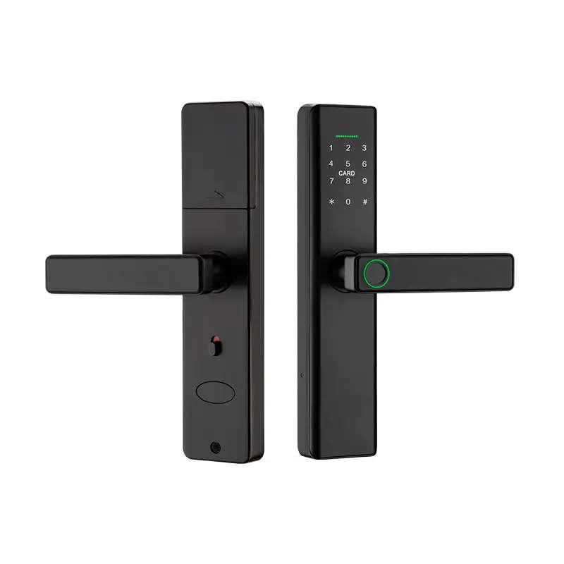 Smart Life Tuya WIFI Access Control Fingerprint Keypad Card Door Handle Lock P14 (Black)