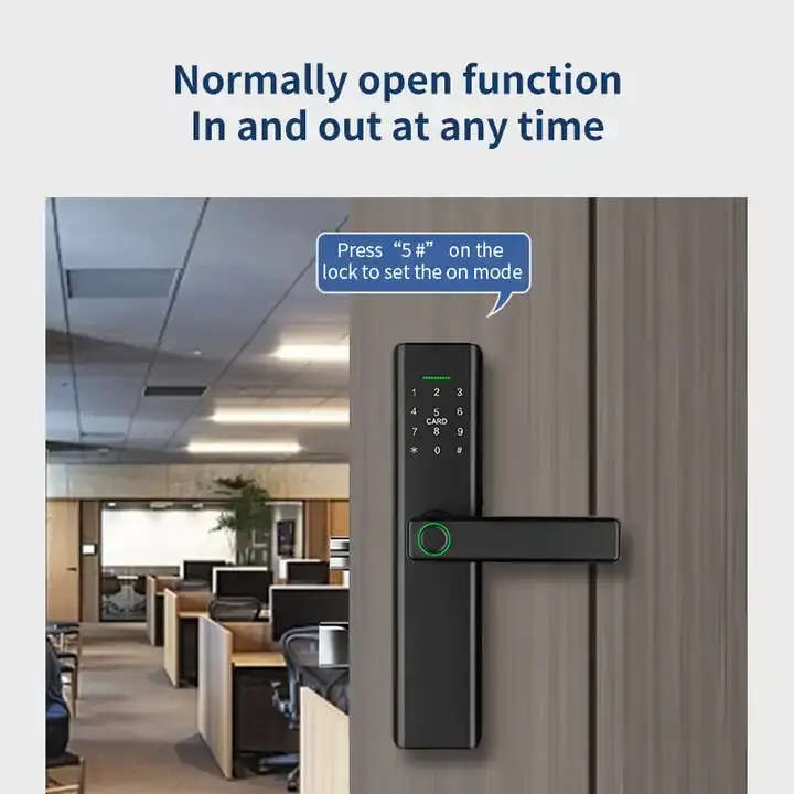 Smart Life Tuya WIFI Access Control Fingerprint Keypad Card Door Handle Lock P14 (Black)