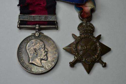 Full size 1906 medal to Tpr. C.J.M. Mc Donald Natal Police. + WWI Star.