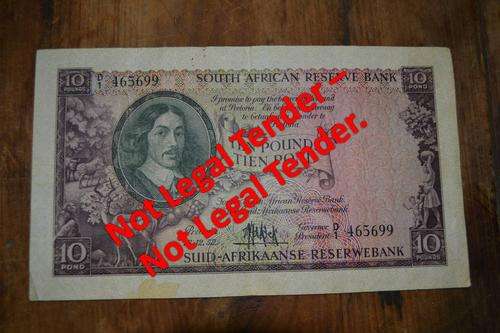 South African 10 Pound banknote dated 1952