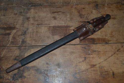 Pattern 1907 bayonet issued in 1942. Maker MA.