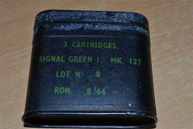 Flare ammo container with 3 spent cartiges.