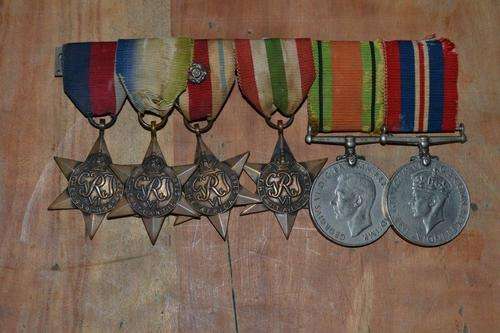 Full size British issue WWII grup of 6. Un-named as issued.